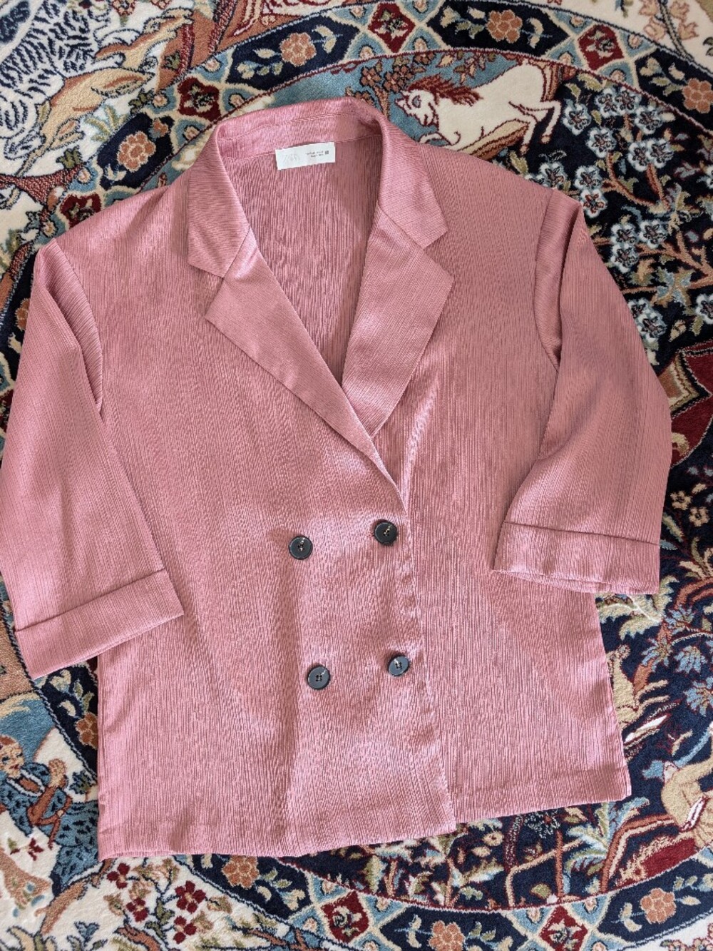 Oversized Dusty Rose Double-Breasted Blazer